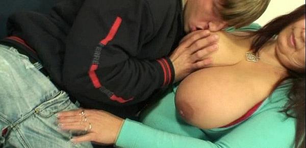  Huge titted plumper jumps on his cock